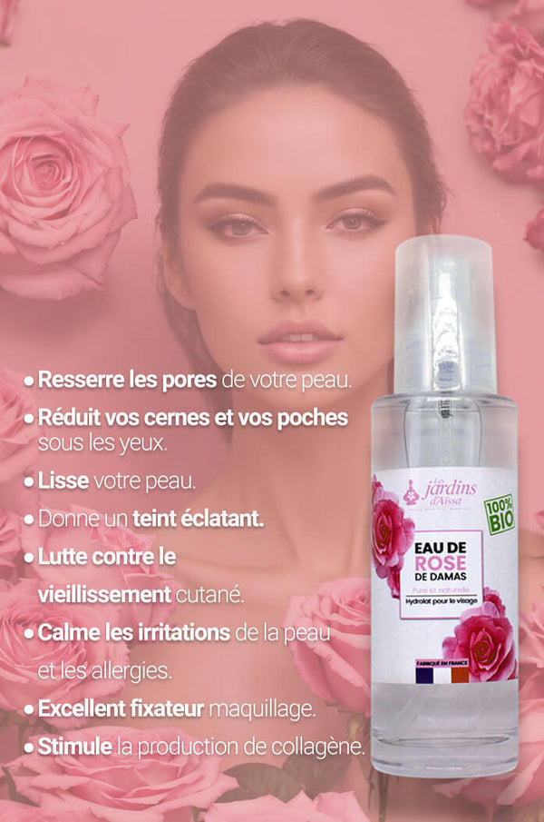 Eau de rose de Damas soin de la peau tonifiant et hydratant 100% Bio - 100 ml - lesjardinsdaissa.com 3