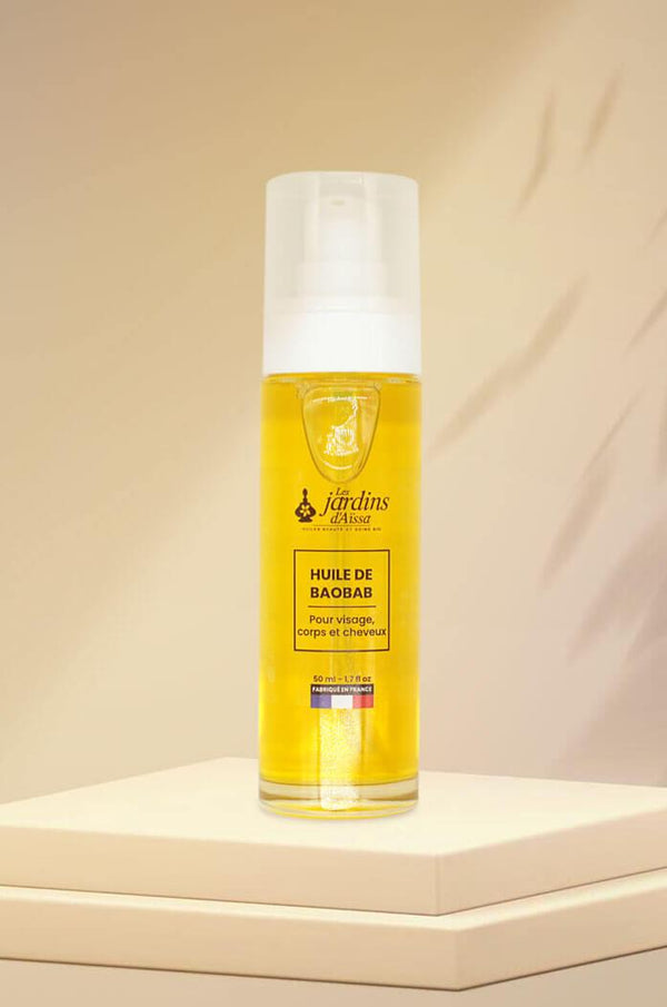 Huile de Baobab extra-vierge cicatrise et régénère la peau 100% Bio - 50 ml - lesjardinsdaissa.com fond